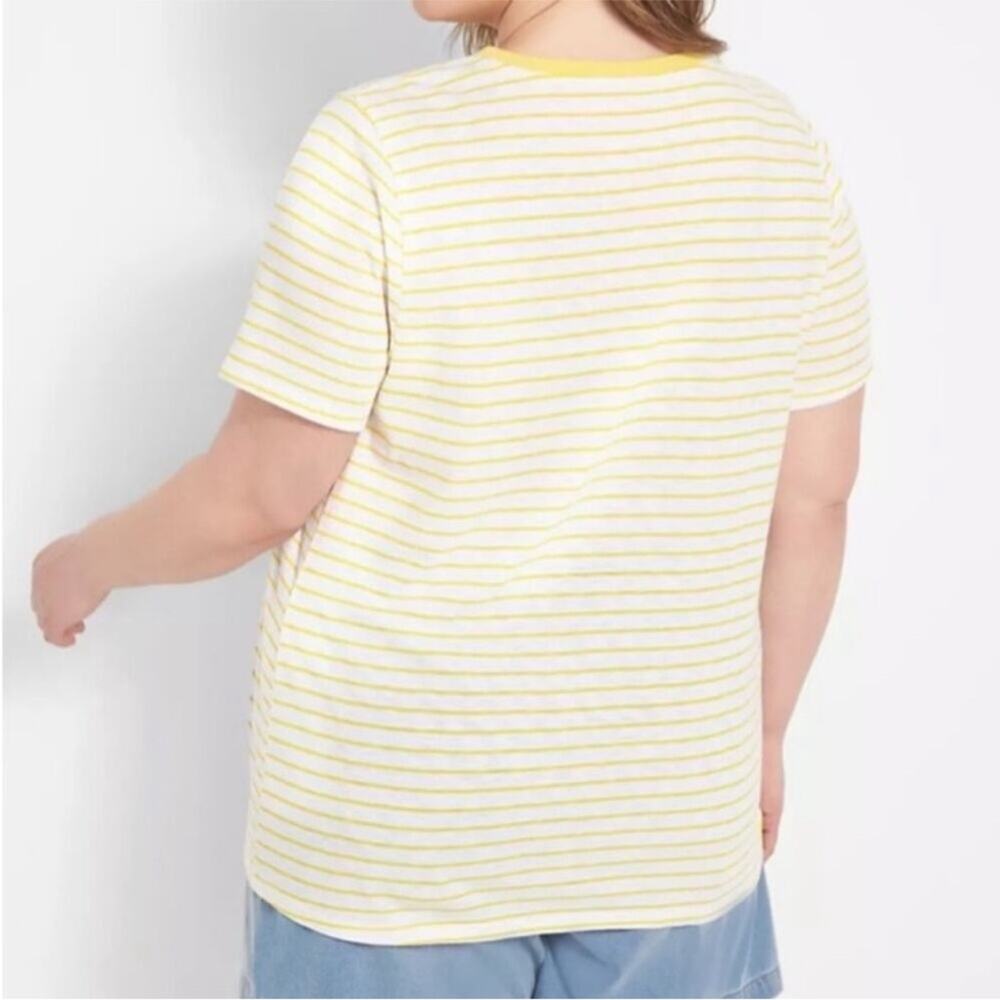 Lane Bryant yellow stripe Classic Short Sleeve Crew neck Tee - Picture 3 of 7